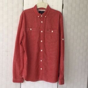 Buffalo Men's Red Button Down Long Sleeve Shirt Size L  washable   #547
